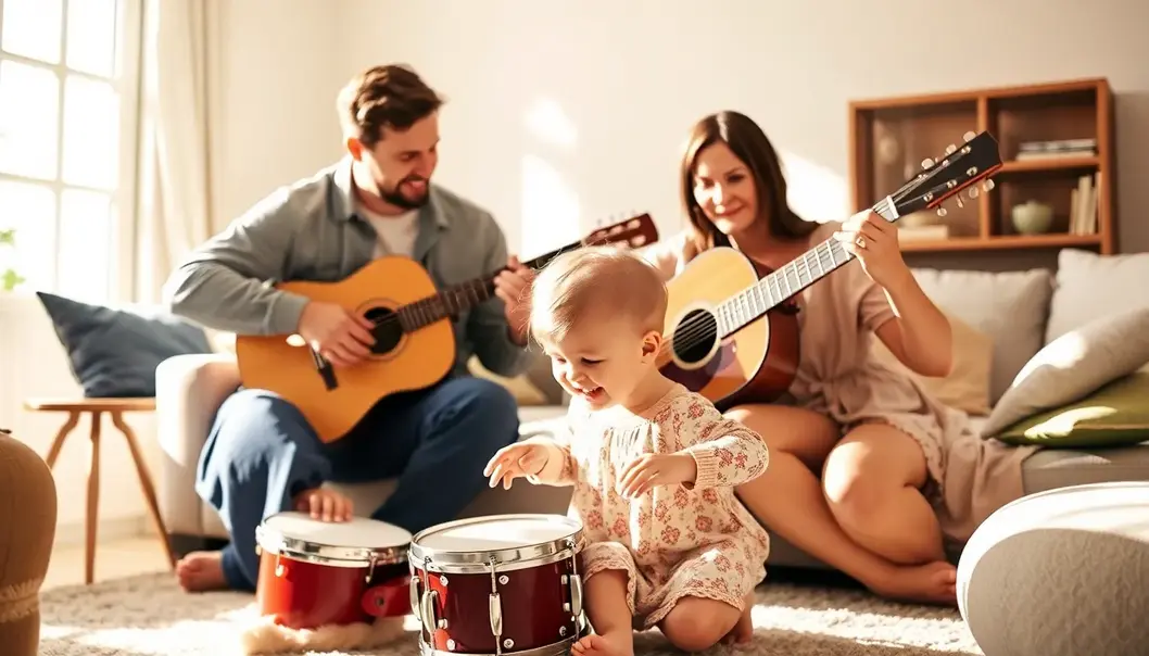 A newlywed couple delighting in fingerpainting with their toddler, creating art and memories.